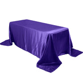 Satin Rectangular 90"x132" Tablecloth Purple Satin - Seamless Table Cover