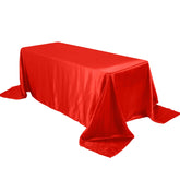 Satin Rectangular 90"x132" Tablecloth Red Satin - Seamless Table Cover