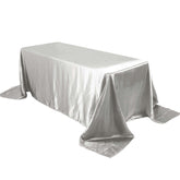 Satin Rectangular 90"x132" Tablecloth Silver Satin - Seamless Table Cover