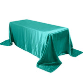 Satin Rectangular 90"x132" Tablecloth Turquoise Satin - Seamless Table Cover