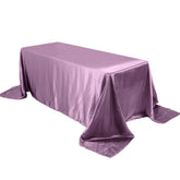 Satin Rectangular 90"x132" Tablecloth Violet Amethyst Satin - Seamless Table Cover