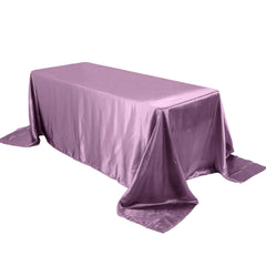 Satin Rectangular 90"x132" Tablecloth Violet Amethyst Satin - Seamless Table Cover
