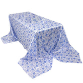 Satin Round 90"x156" Tablecloth White/Blue French Toile Design - Seamless Stylish & Wrinkle-Resistant Table Cover
