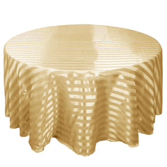 Satin Striped 120" Round Tablecloth Champagne Satin Stripe - Silky Smooth Seamless Table Cover
