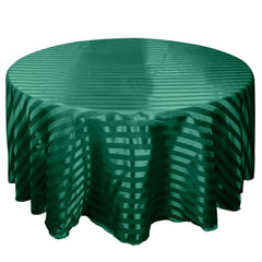 Satin Striped 120" Round Tablecloth Hunter Emerald Green Satin Stripe - Silky Smooth Seamless Table Cover