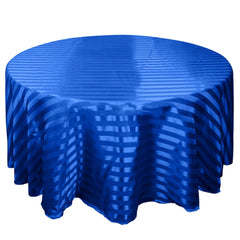 Satin Striped 120" Round Tablecloth Royal Blue Satin Stripe - Silky Smooth Seamless Table Cover