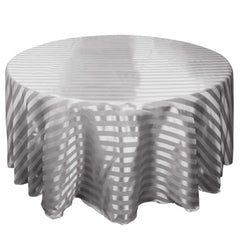 Satin Striped 120" Round Tablecloth Silver Satin Stripe - Silky Smooth Seamless Table Cover