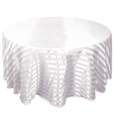 Satin Striped 120" Round Tablecloth White Satin Stripe - Silky Smooth Seamless Wedding Decor