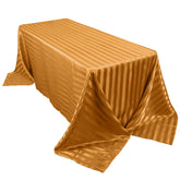 Satin Striped 90"x132" Rectangular Tablecloth Gold Satin Stripe - Seamless Silky Smooth Table Cover