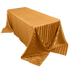 Satin Striped 90"x132" Rectangular Tablecloth Gold Satin Stripe - Seamless Silky Smooth Table Cover