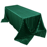 Satin Striped 90"x132" Rectangular Tablecloth Hunter Emerald Green Satin Stripe - Seamless Silky Smooth Table Cover