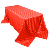 Satin Striped 90"x132" Rectangular Tablecloth Red Satin Stripe - Seamless Silky Smooth Table Cover