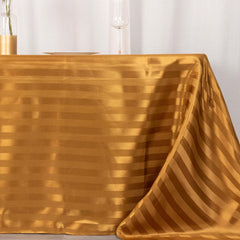 Satin Striped 90"x132" Rectangular Tablecloth Gold Satin Stripe - Seamless Silky Smooth Table Cover