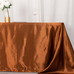 Satin Rectangular 90"x132" Tablecloth Cinnamon Brown Satin - Seamless Table Cover