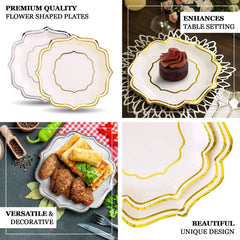 25-Pack Paper Dessert Plates in White with Gold Scallop Rim - Disposable 300GSM Appetizer Salad Plates for Classy Banquets & Celebrations 8"