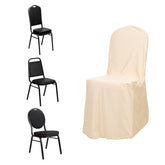 Scuba Stretch Chair Cover Beige for Banquet Chairs Slim Fit Design - Wrinkle Free and Durable Slipcover