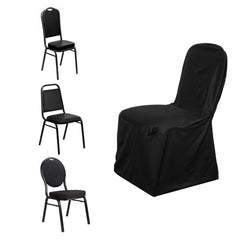 Scuba Stretch Chair Cover Black for Banquet Chairs Slim Fit Design - Wrinkle Free and Durable Slipcover