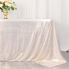Sequin Dots Polyester 90"x132" Rectangle Tablecloth Shimmering Beige - Seamless, Glittering & Wrinkle Free Table Cover