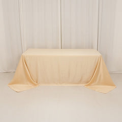 Lamour Satin 90"x132" Rectangle Tablecloth Beige - Soft & Silk-Like Seamless Table Cover