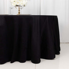 100% Cotton 120" Round Tablecloth Black Linen - Seamless, Soft & Breathable Table Cover