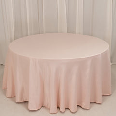 Lamour Satin 120" Round Tablecloth Blush - Seamless Table Cover with Soft Tempered Sheen