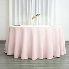 Polyester 120" Round Tablecloth Blush - Seamless Wrinkle-Resistant Table Cover