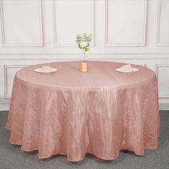 Taffeta 120" Round Tablecloth Dusty Rose - Seamless Accordion Crinkle Table Cover