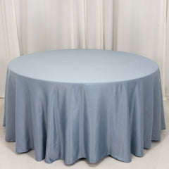 Lamour Satin 120" Round Tablecloth Dusty Blue - Seamless Table Cover with Soft Tempered Sheen