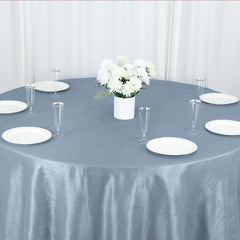 Taffeta 132" Round Tablecloth Dusty Blue - Seamless Accordion Crinkle Table Cover