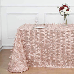 Taffeta 90"x132" Rectangle Tablecloth Dusty Rose | 3D Leaf Petal Design Seamless Table Cover