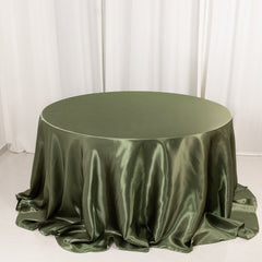 Satin 132" Round Tablecloth Dusty Sage Green - Stylish Seamless Table Cover