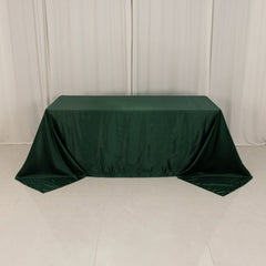 Lamour Satin 90"x132" Rectangle Tablecloth Hunter Emerald - Soft & Silk-Like Seamless Table Cover