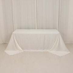 Lamour Satin 90"x132" Rectangle Tablecloth Ivory - Soft & Silk-Like Seamless Table Cover