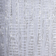 8ftx8ft Silver Geometric Sequin Event Curtain Drapes with Satin Backing, Seamless Opaque Sparkly Backdrop Event Panel in Diamond Glitz Pattern