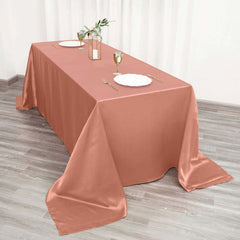 Satin Rectangular 90"x132" Tablecloth Terracotta (Rust) Satin - Seamless Table Cover