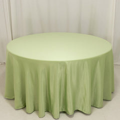 Lamour Satin 120" Round Tablecloth Sage Green - Seamless Table Cover with Soft Tempered Sheen