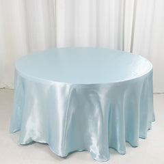 Satin 120" Round Tablecloth Light Blue - Stylish Seamless Table Cover