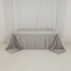 Lamour Satin 90"x132" Rectangle Tablecloth Silver - Soft & Silk-Like Seamless Table Cover
