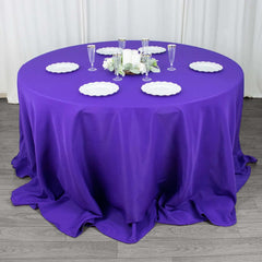 Premium Polyester 132" Round Tablecloth Purple - Seamless 220GSM Wrinkle-Resistant Table Cover