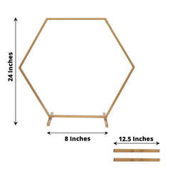 Hexagon Wedding Arch Table Centerpiece Metal Gold - Self-Standing Geometric Flower Balloon Stand 24"