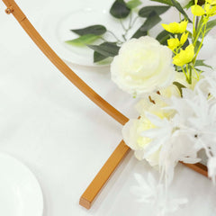 36" Gold Metal Round Hoop Wedding Centerpiece, Self Standing Table Floral Wreath Frame