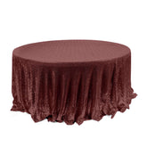 Sequin 120" Round Tablecloth Burgundy - Seamless Glittering Table Cover