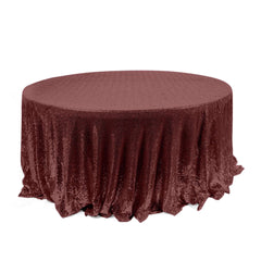 Sequin 120" Round Tablecloth Burgundy - Seamless Glittering Table Cover