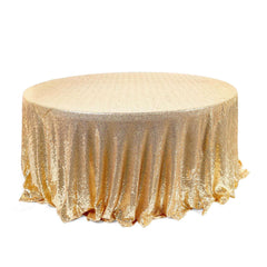 Sequin 120" Round Tablecloth Champagne - Seamless Glittering Table Cover