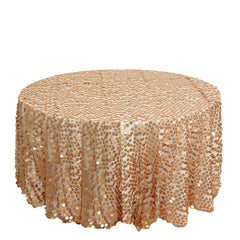 Sequin 120" Round Tablecloth Matte Champagne - Seamless Big Payette Table Cover