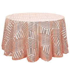 Sequin 120" Round Tablecloth Rose Gold - Seamless Diamond Glitz Table Cover