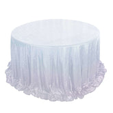 Sequin 132" Round Tablecloth Iridescent Blue - Seamless Dazzling Table Cover