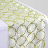 Sequin 14"x108" Table Runner Tea Green Circle Designs - Shimmering Tabletop Decor