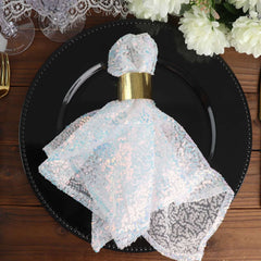 Sequin 20"x20" Napkin Iridescent Blue - Shimmering Dinner Napkin