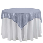 Sequin 60"x60" Table Overlay Square Tablecloth Dusty Blue - Luxe Wedding Table Topper